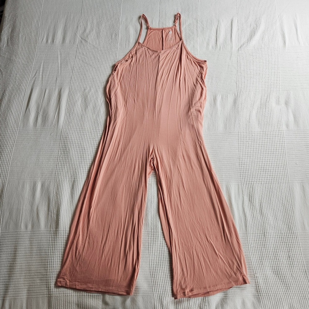Kindred Bravely Maternity Jumpsuit Soft Stretch Peach Pink Wide Leg Small Petite